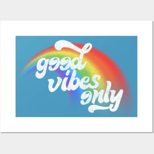 Good Vibes Only / Retro Faded Rainbow Design Posters and Art
